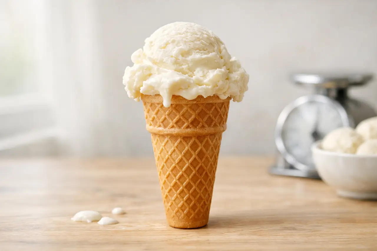 Сколько весит рожок с мороженым?